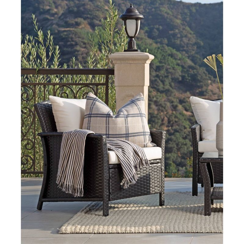 Malibu 4pc Outdoor Curved Wicker Sofa Set - Brown/White - Coaster
