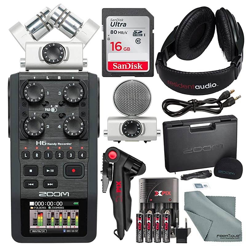 H6 Six-Track Portable Recorder with Interchangeable Microphone System with Deluxe Accessory Bundle