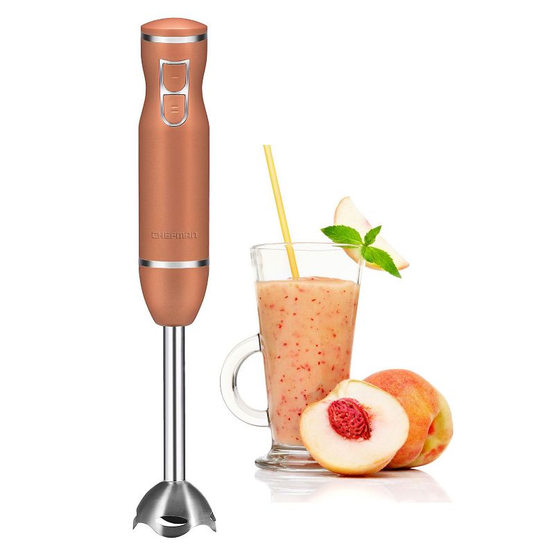 Chefman RJ19-RBR-S-COPPER Immersion 2 Speed Control Powerful Ice Crushing Handmixing/Blender with Stainless Steel Heavy Duty Blades, Copper