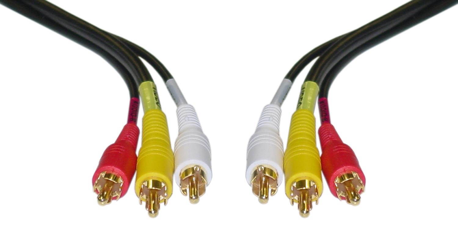 Offex Stereo/VCR RCA Cable, 2 RCA (Audio) + RCA RG59 Video, Gold-plated Connectors, 50 foot