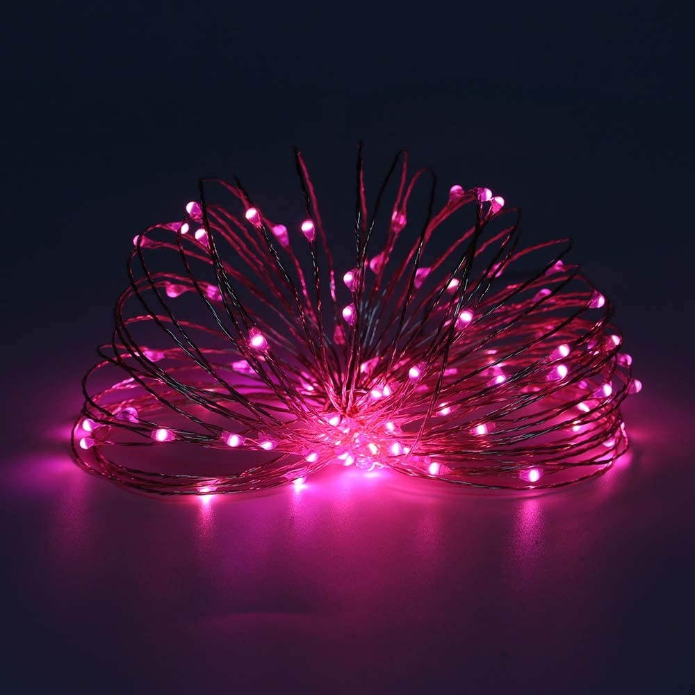 ER CHEN 165ft Led String Lights, 500 Led Fairy Starry Lights on 50M Silvery Copper Wire String Lights for Christmas (Pink)