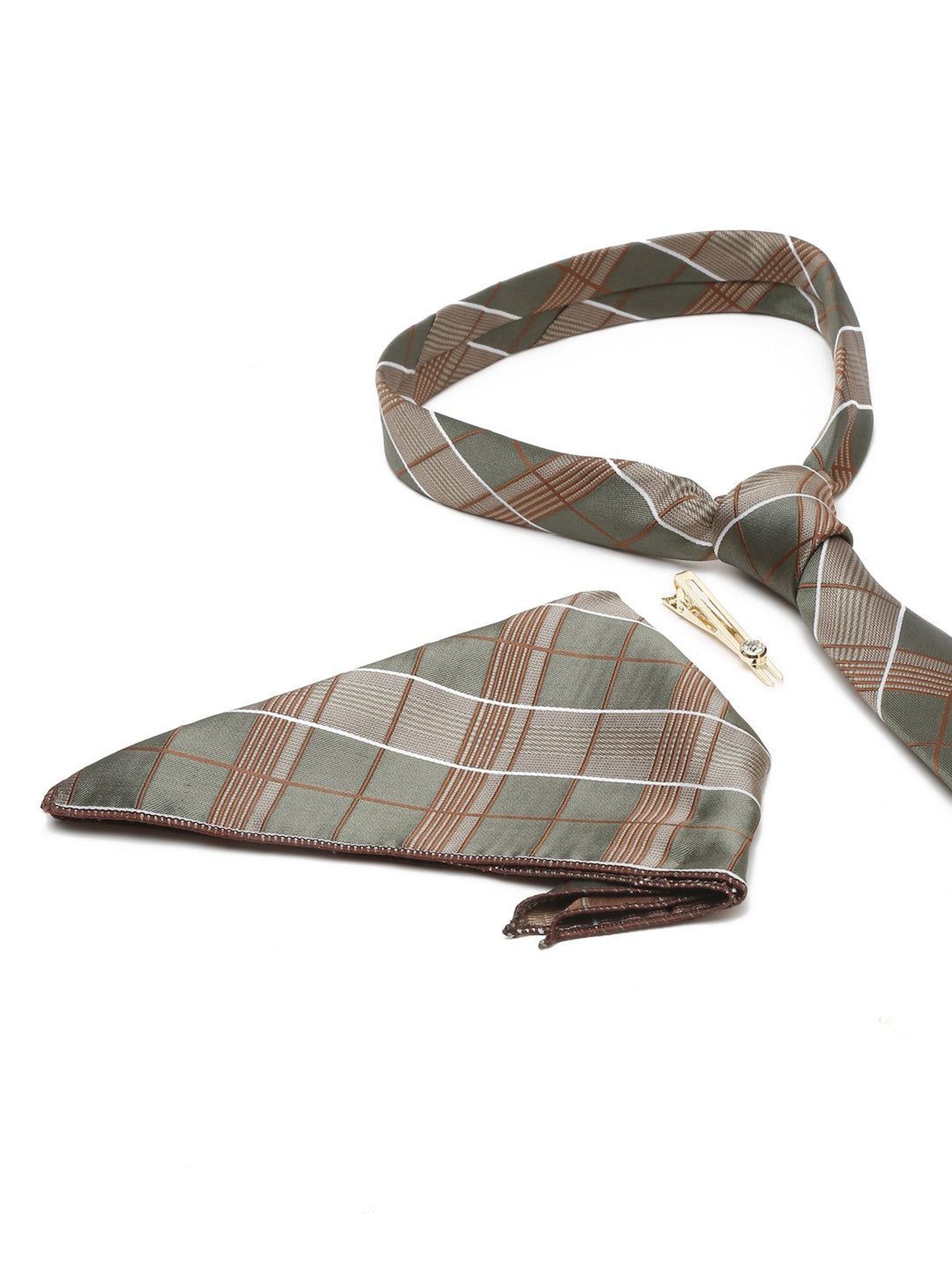 Louis Stitch Green Checks Necktie Gift Set - Set of 3