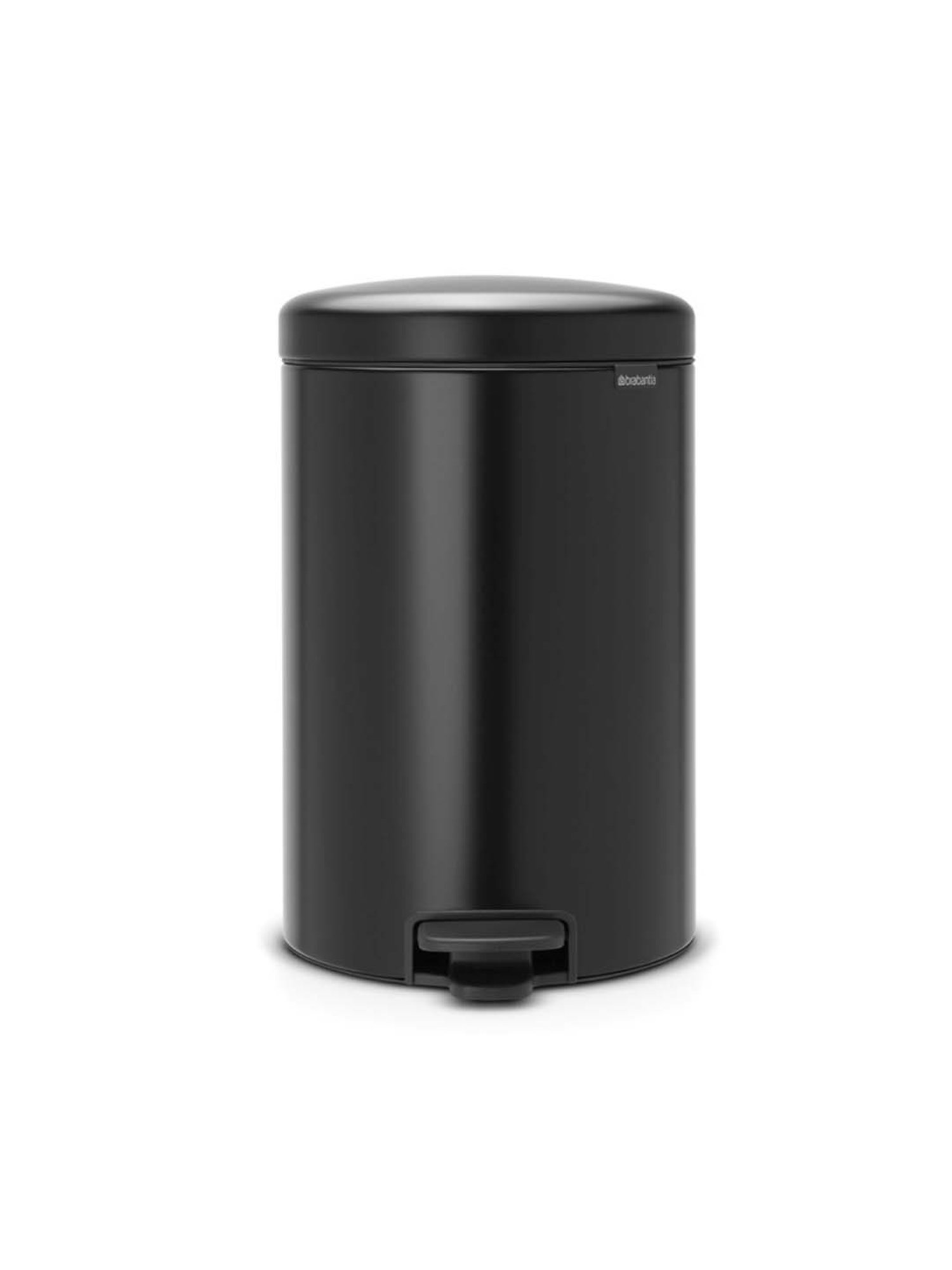 BRABANTIA New Icon Matt Black Metal Pedal Dustbin (2 L) - Set of 1