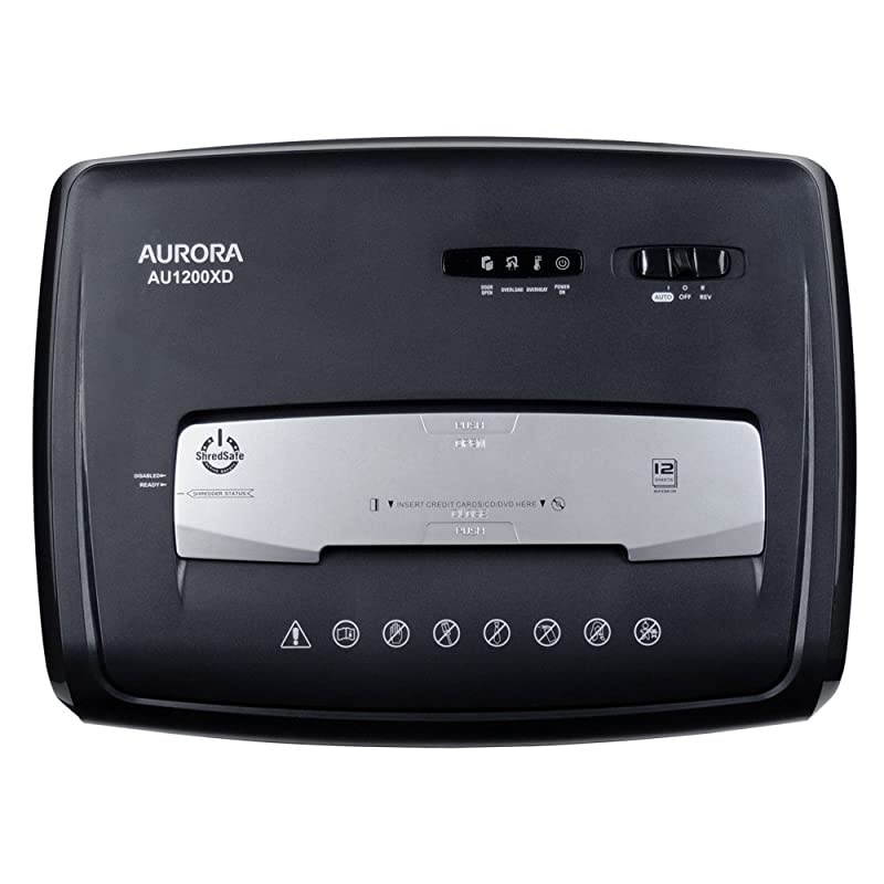 AU1200XD Compact Desktop-Style 12-Sheet Crosscut Paper and CD/Credit Card/Junk Mail Pullout Basket Shredder