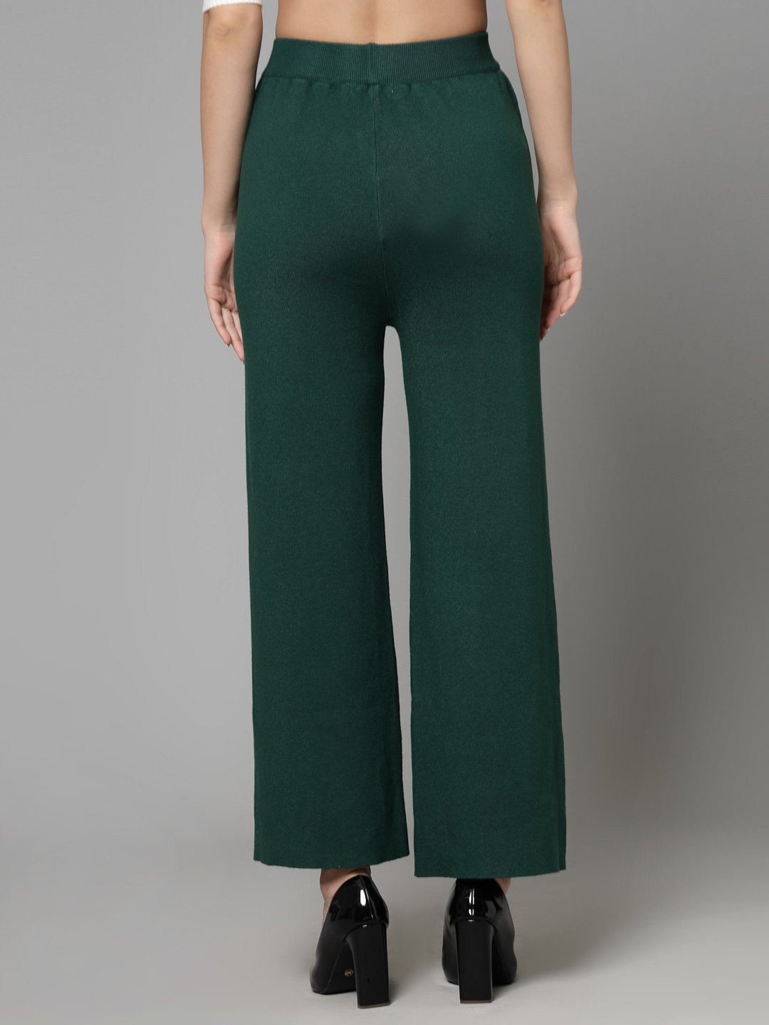 Mafadeny Green Regular Fit Mid Rise Palazzos