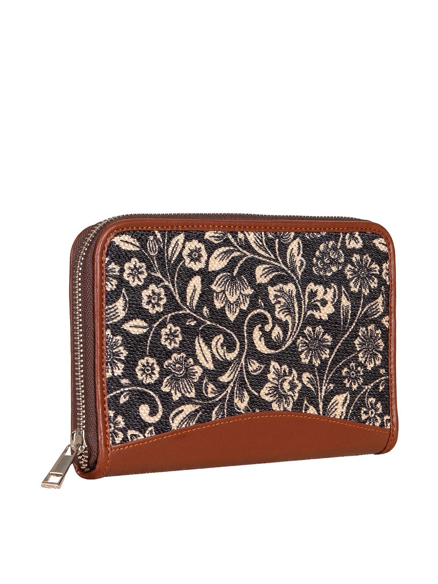 ZOUK Black Printed Zip Around Wallet for Women