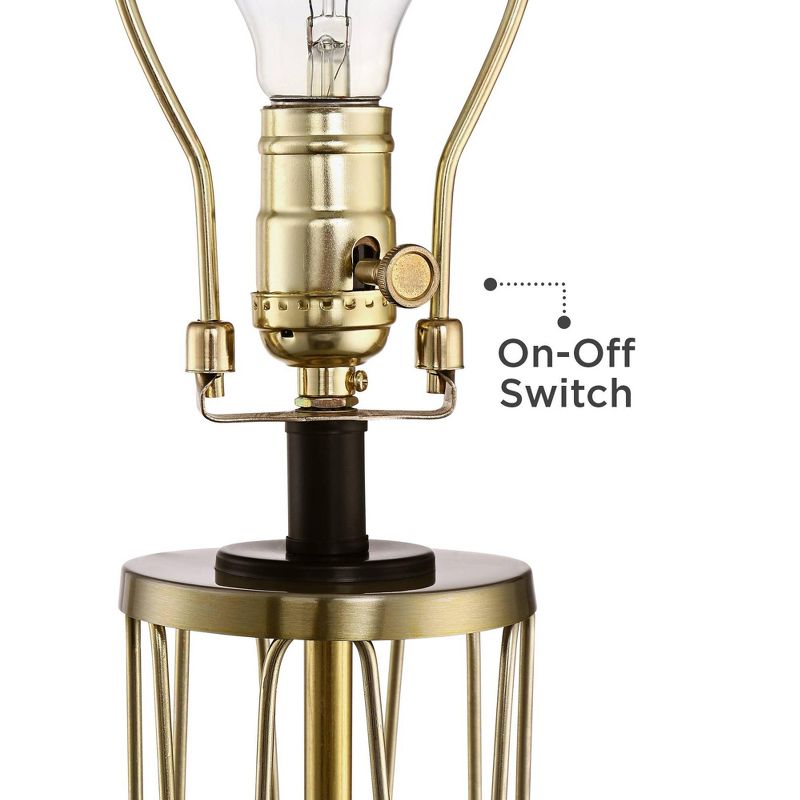 360 Lighting Nathan Gold Cage USB Cream Shade Table Lamps Set of 2