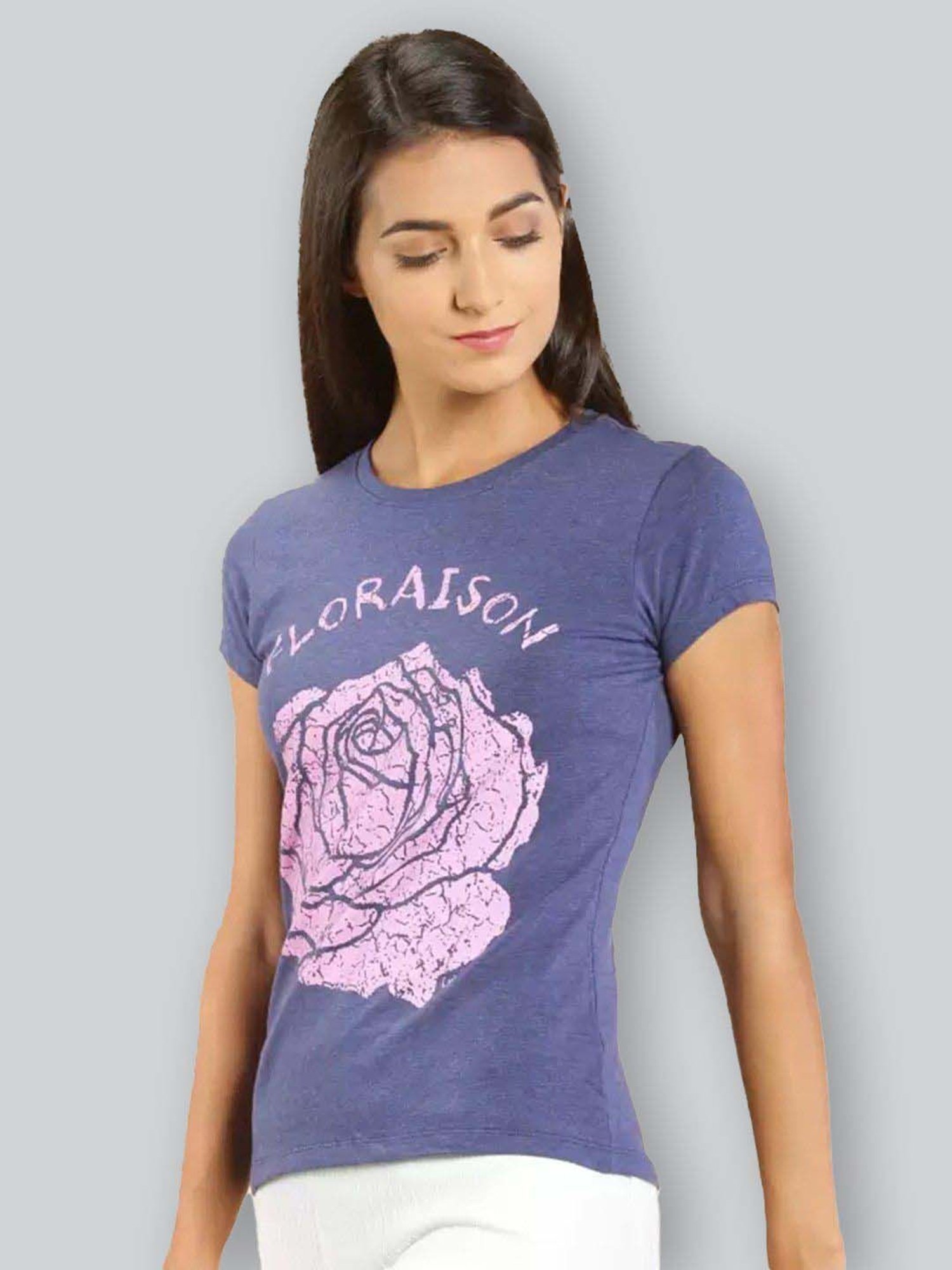 Lyra Purple Cotton Printed T-Shirt