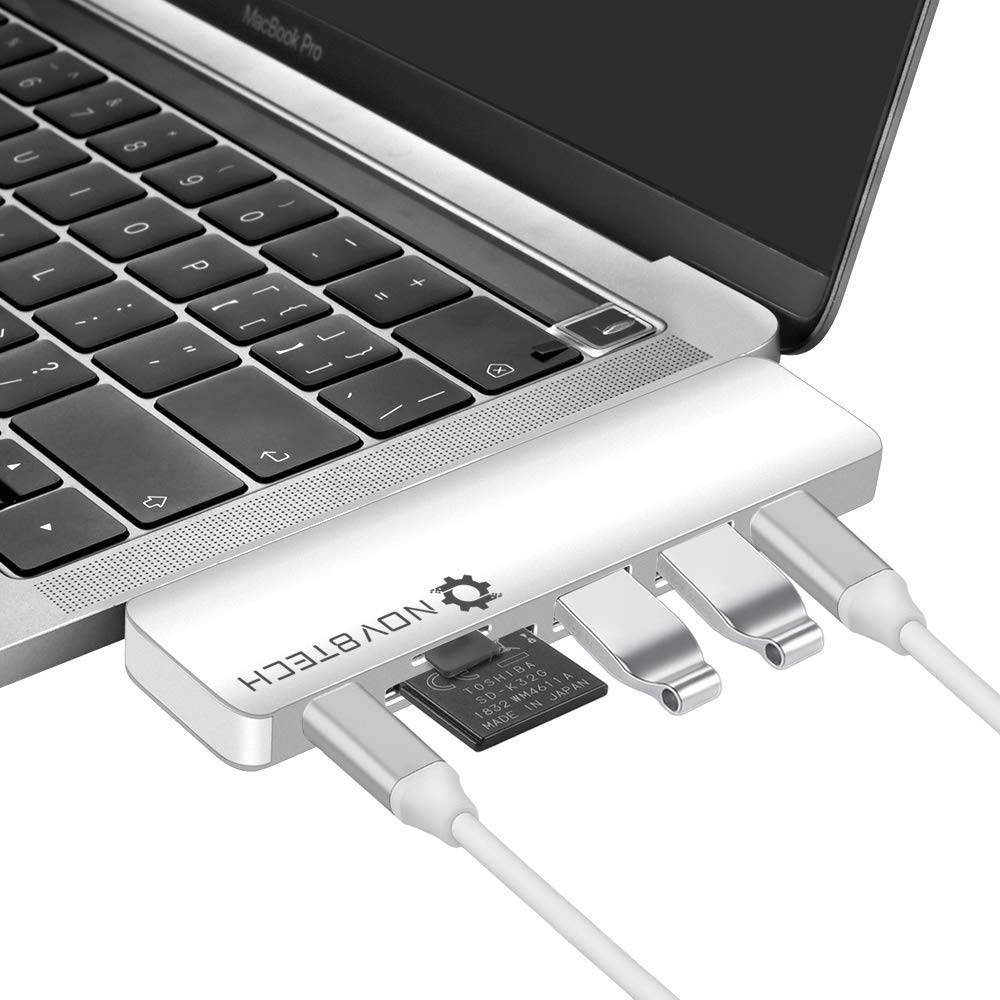 NOV8Tech USB C Hub Docking Station for MacBook Pro 2019-16 and MacBook Air 2019-18 7 in 2, 4K HDMI, Thunderbolt 3 100W PD Charger 40GBps Data, 2xUSB 3.0, USB 3.1 C 5GBps, SD/MicroSD Card Reader 7 in 1
