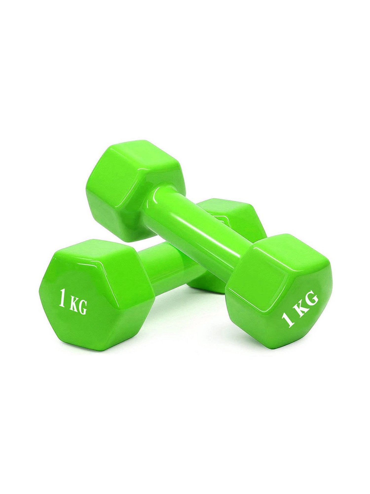 Protoner Cast Iron Vinyl Coated Fixed Dumbbells Pair of 1 kg (Green)