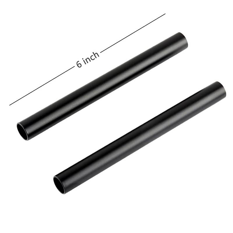 6 Inch 15mm Rods Aluminum Alloy Applicable for 15mm Rail Matt Box, DSLR Rig Rod Support, Pack of 2 - R071