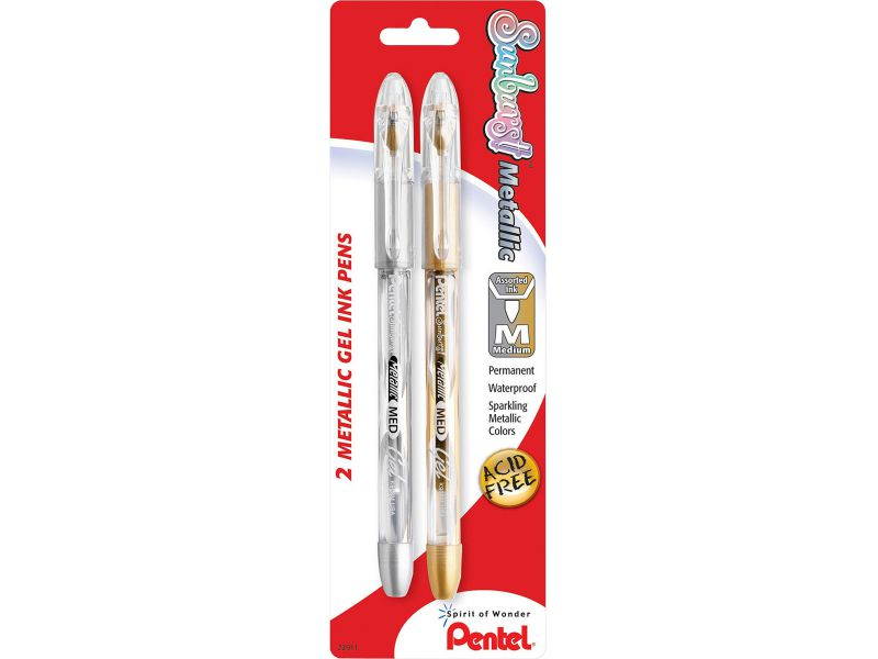 Pentel Sunburst Metallic Color Permanent Gel Pens