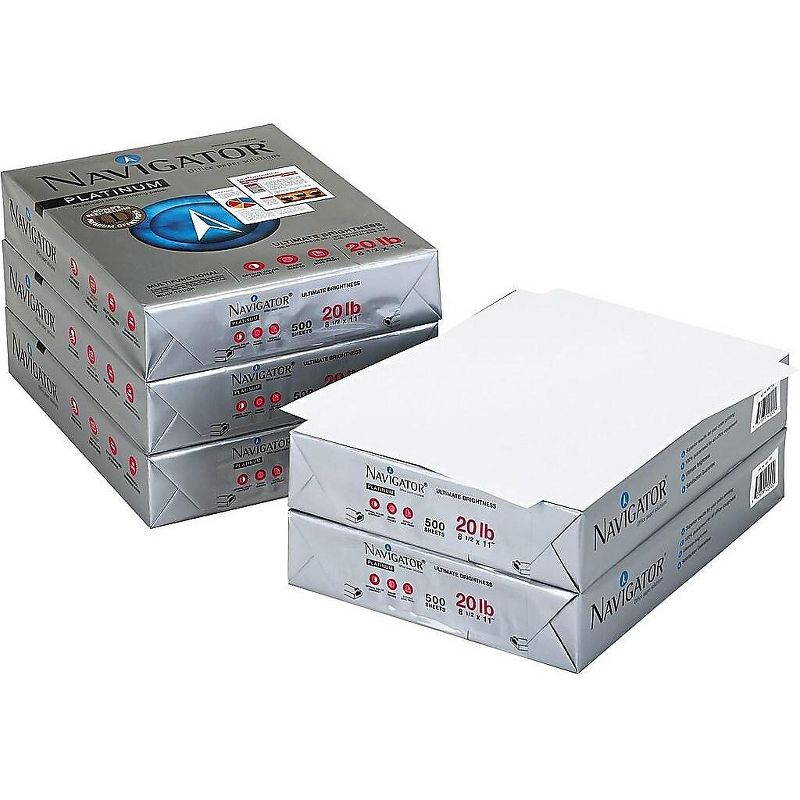 Navigator Platinum Paper 99 Brightness 20lb 8-1/2 x 11 White 2500/Carton NPL11205R