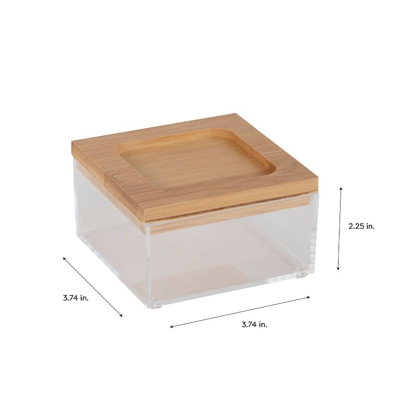 Simplify Square Small Organizer with Bamboo Lid Clear
