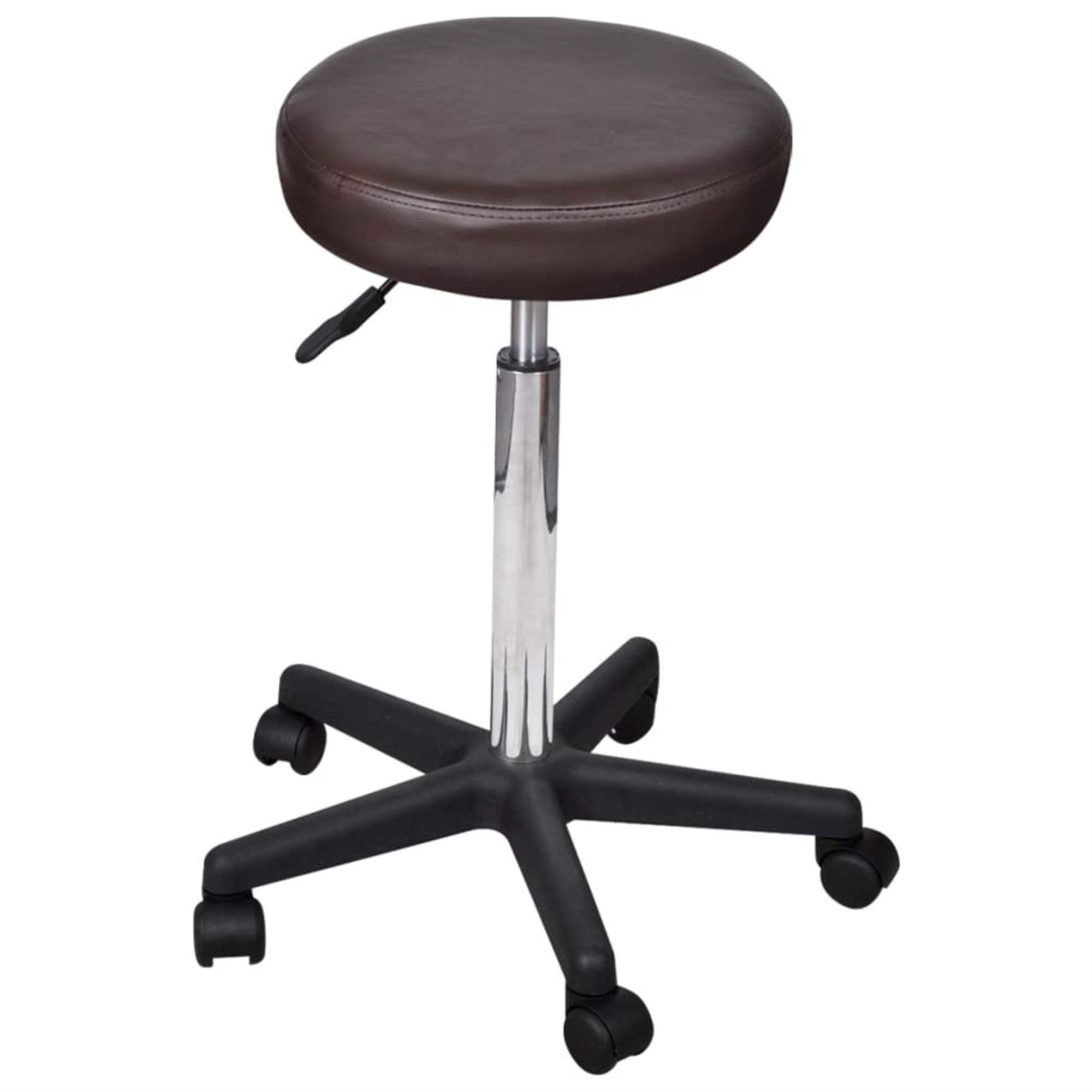 vidaXL Office Stool Brown Faux Leather Swivel Computer Desk Lounge Seating