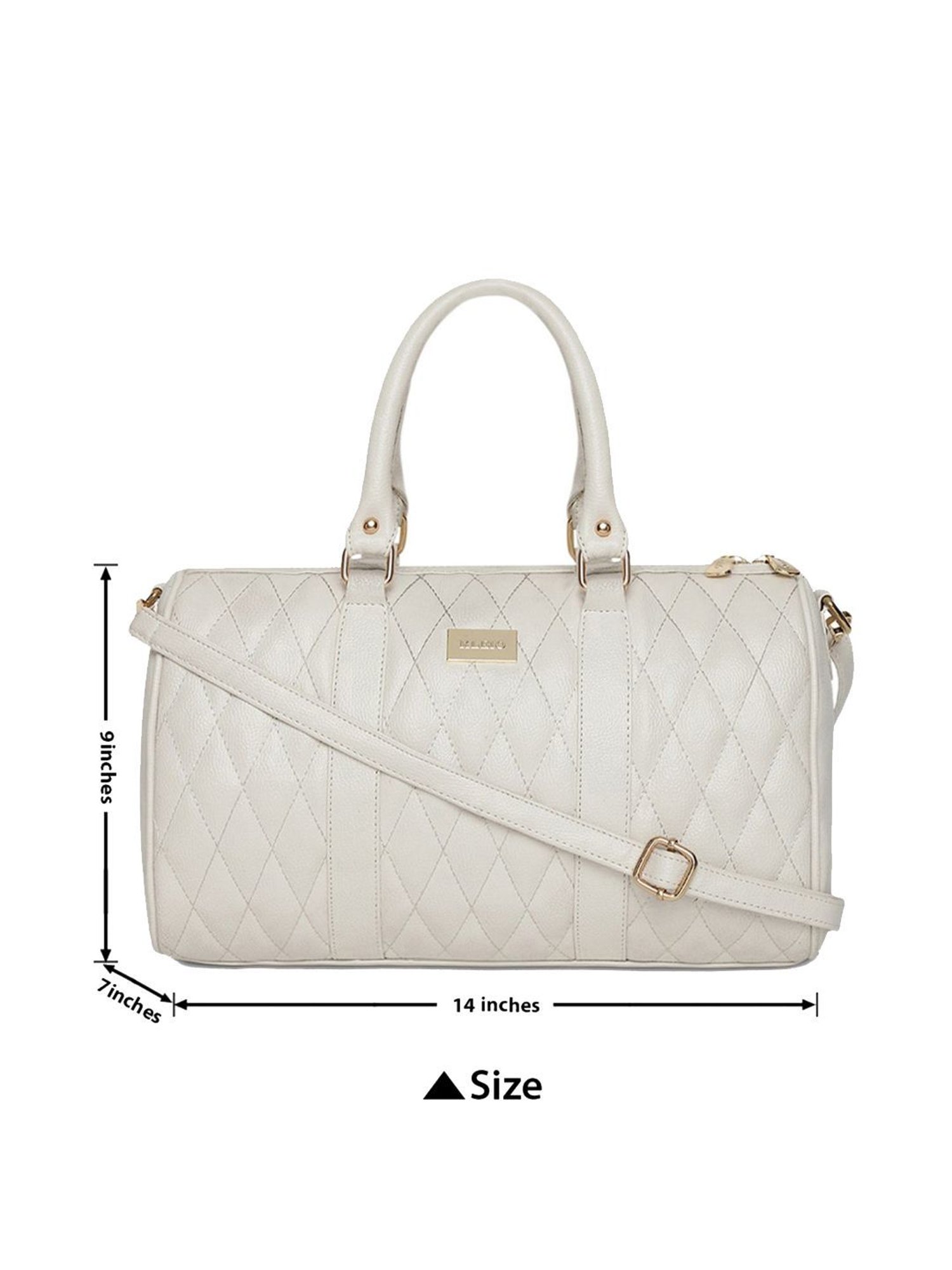 KLEIO White Textured Medium Bowler Handbag