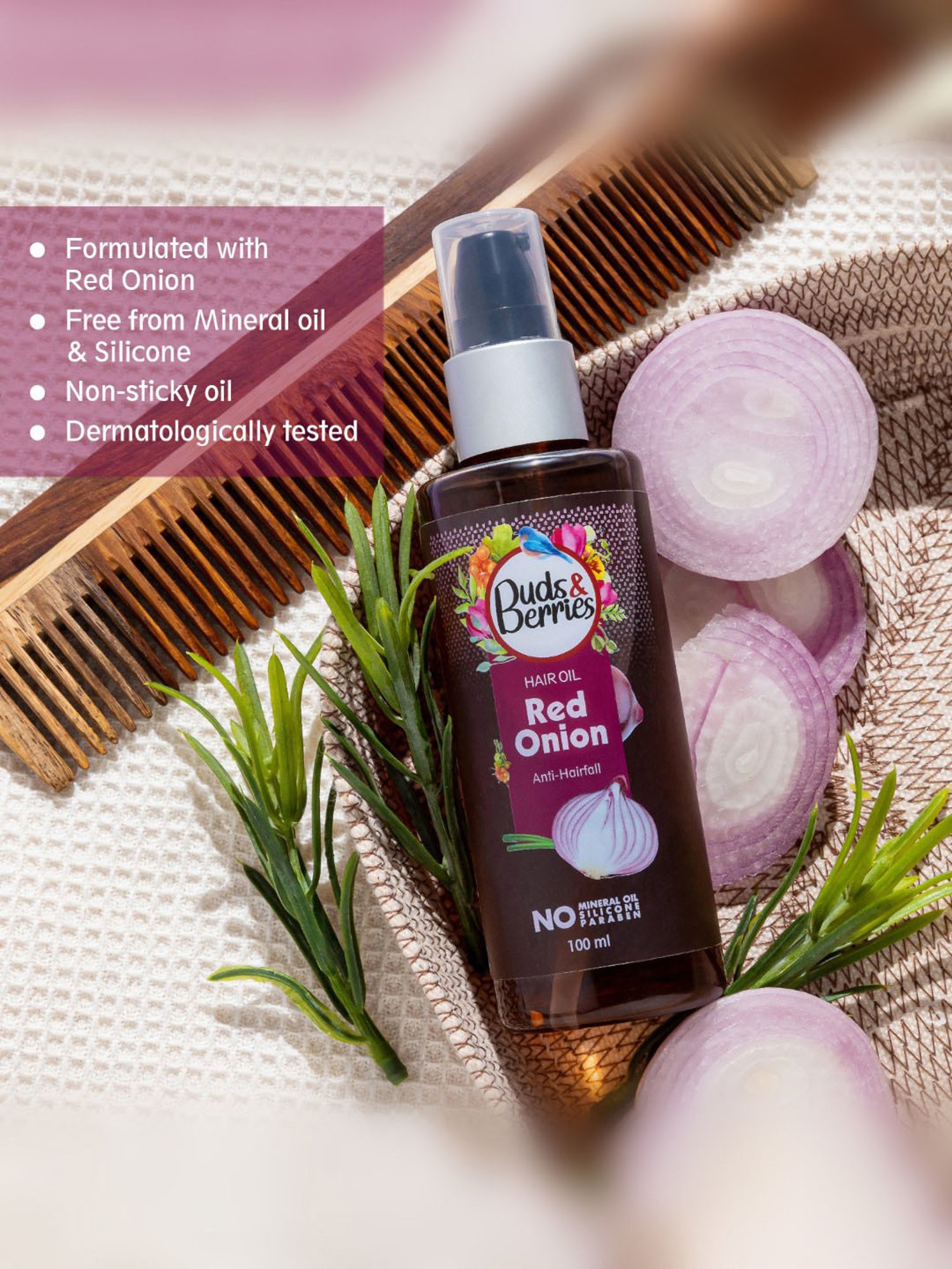 Buds & Berries Red Onion Anti-Hairfall Hair Oil - 100 ml