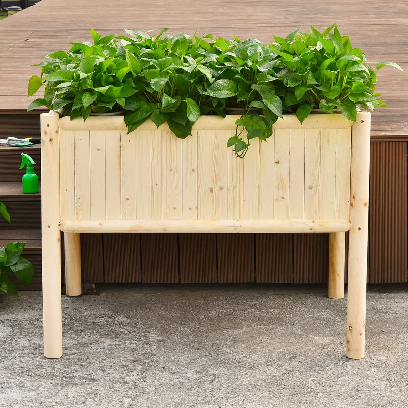 Costway Raised Garden Bed 42''x30''x32'' Elevated Wood Planter Box Stand Patio Yard