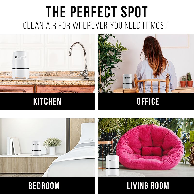 Dartwood Mini Portable Air Purifier with HEPA Filter - Compact and USB Powered to Cleanse and Decontaminate Air, and Removes Odor, Dust and Particles