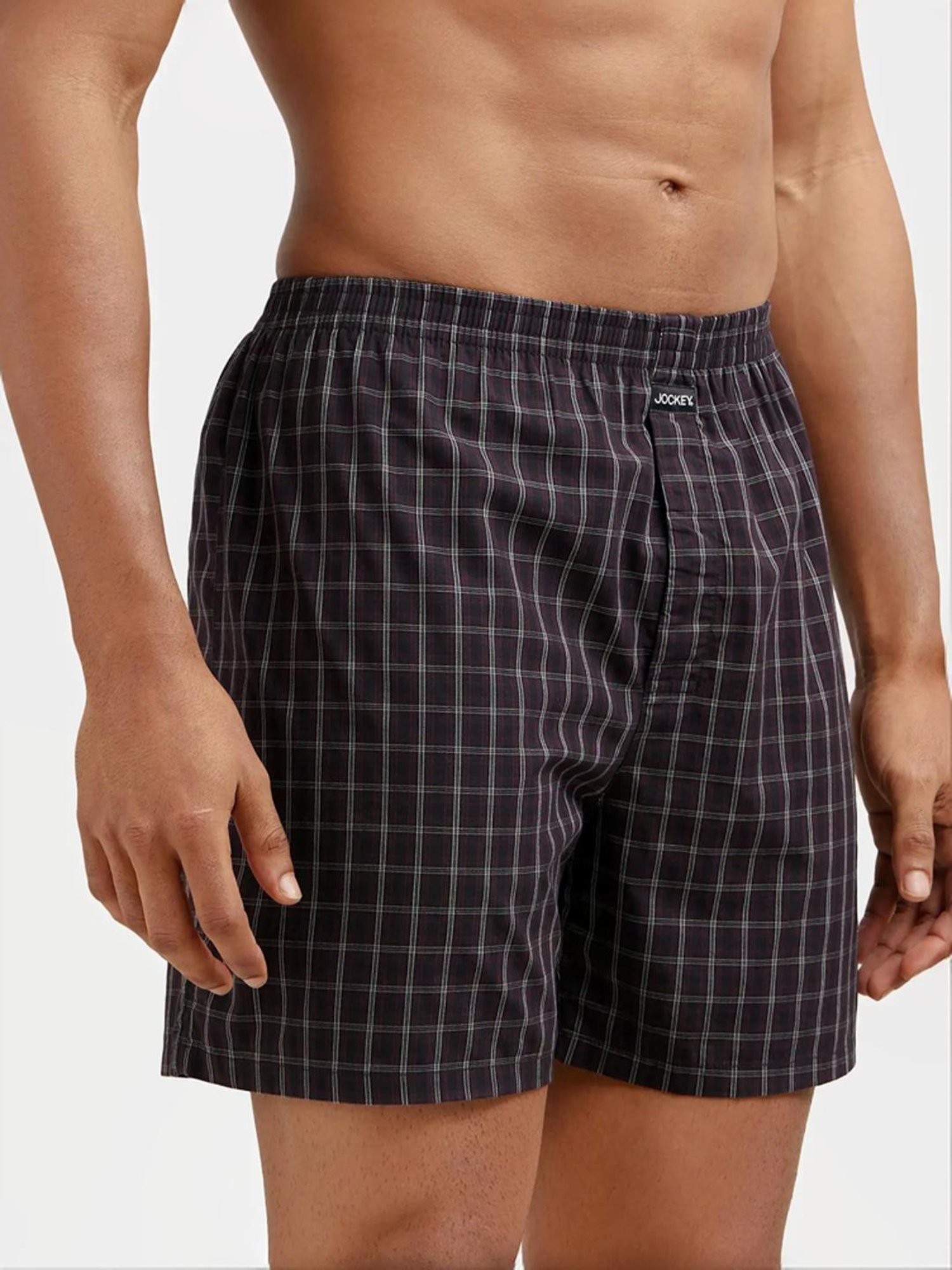 Jockey Black & Navy Regular Fit Check Boxer Shorts - Pack of 2