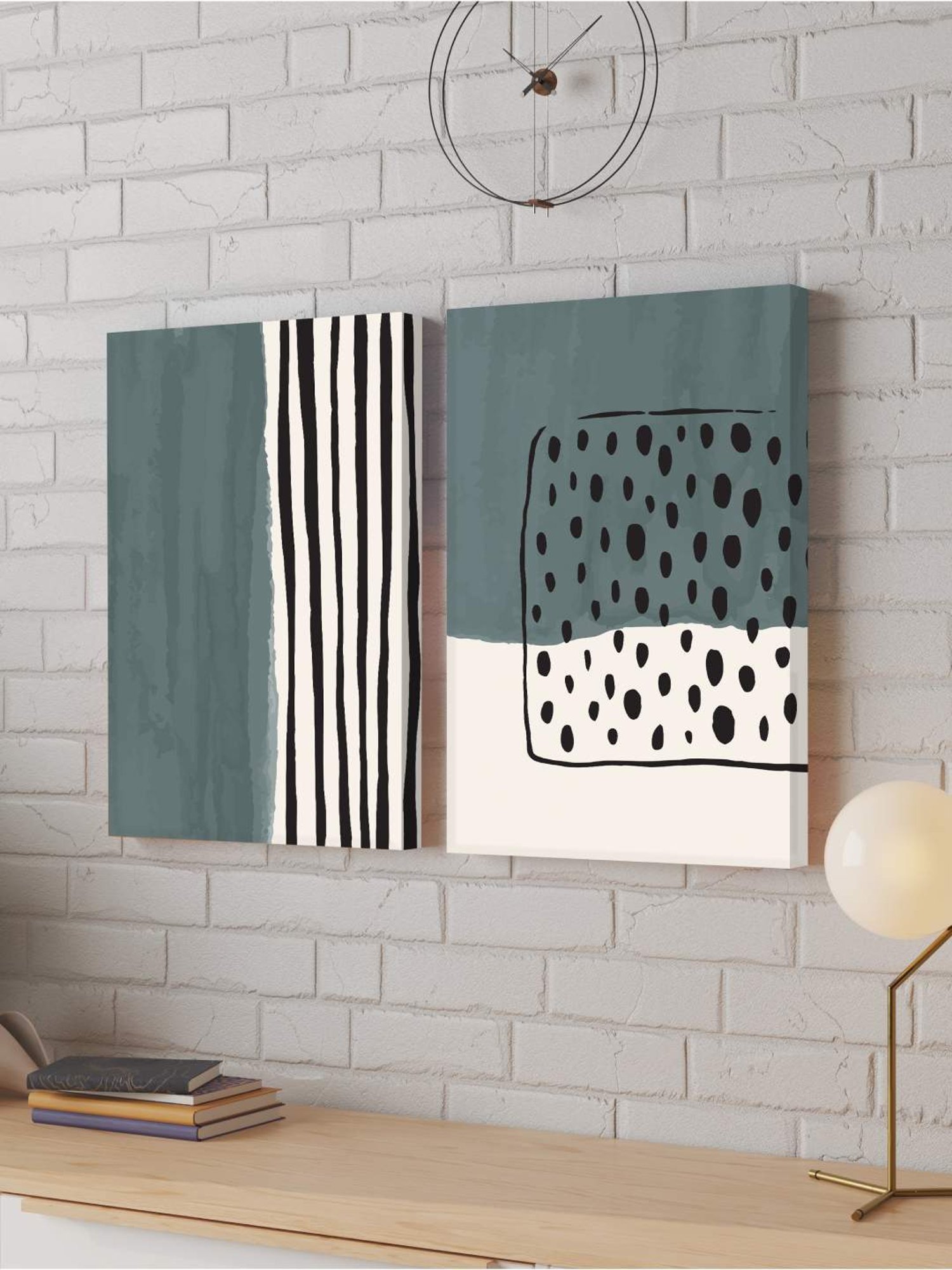 Art Street Printed Black Cotton Canvas Wall Art - Set of 2