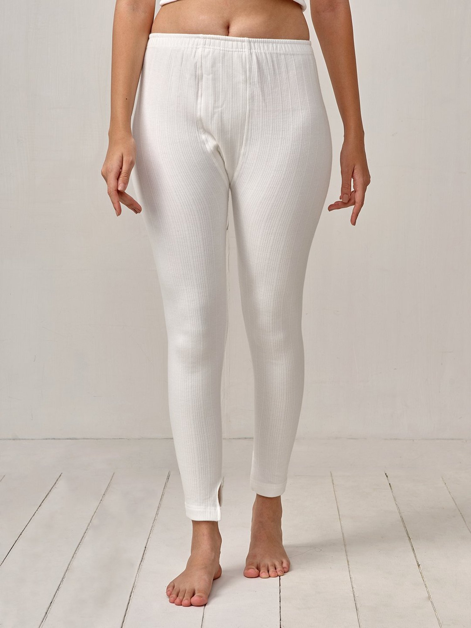 LUX Inferno Off-White Plain Thermal Leggings