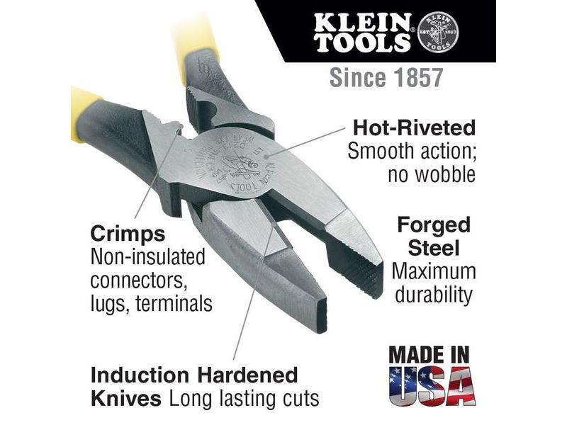 KLEIN TOOLS D213-9NE-CR Lineman's Crimping Pliers, 9-Inch