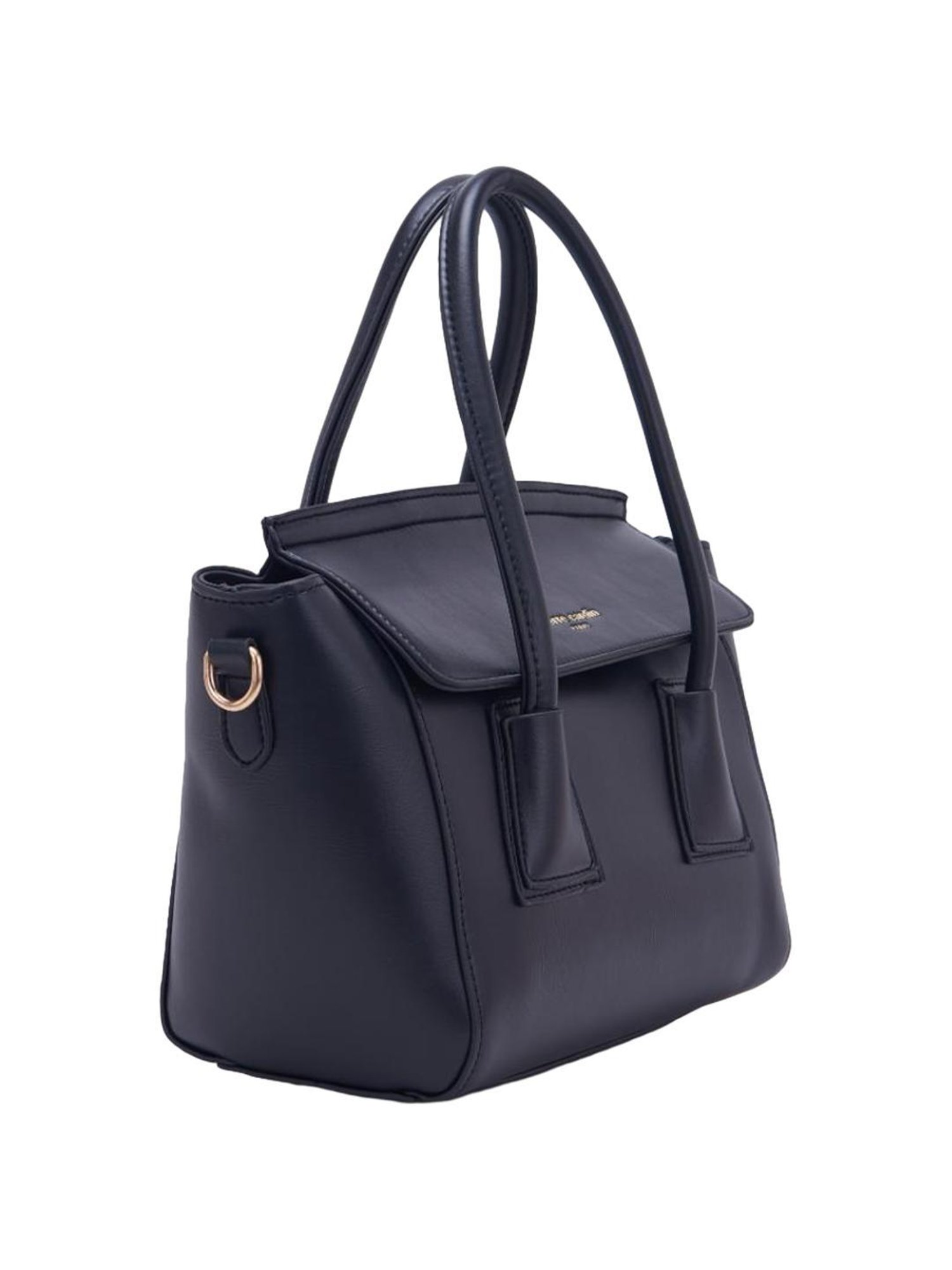 Pierre Cardin Black Solid Satchel Handbag