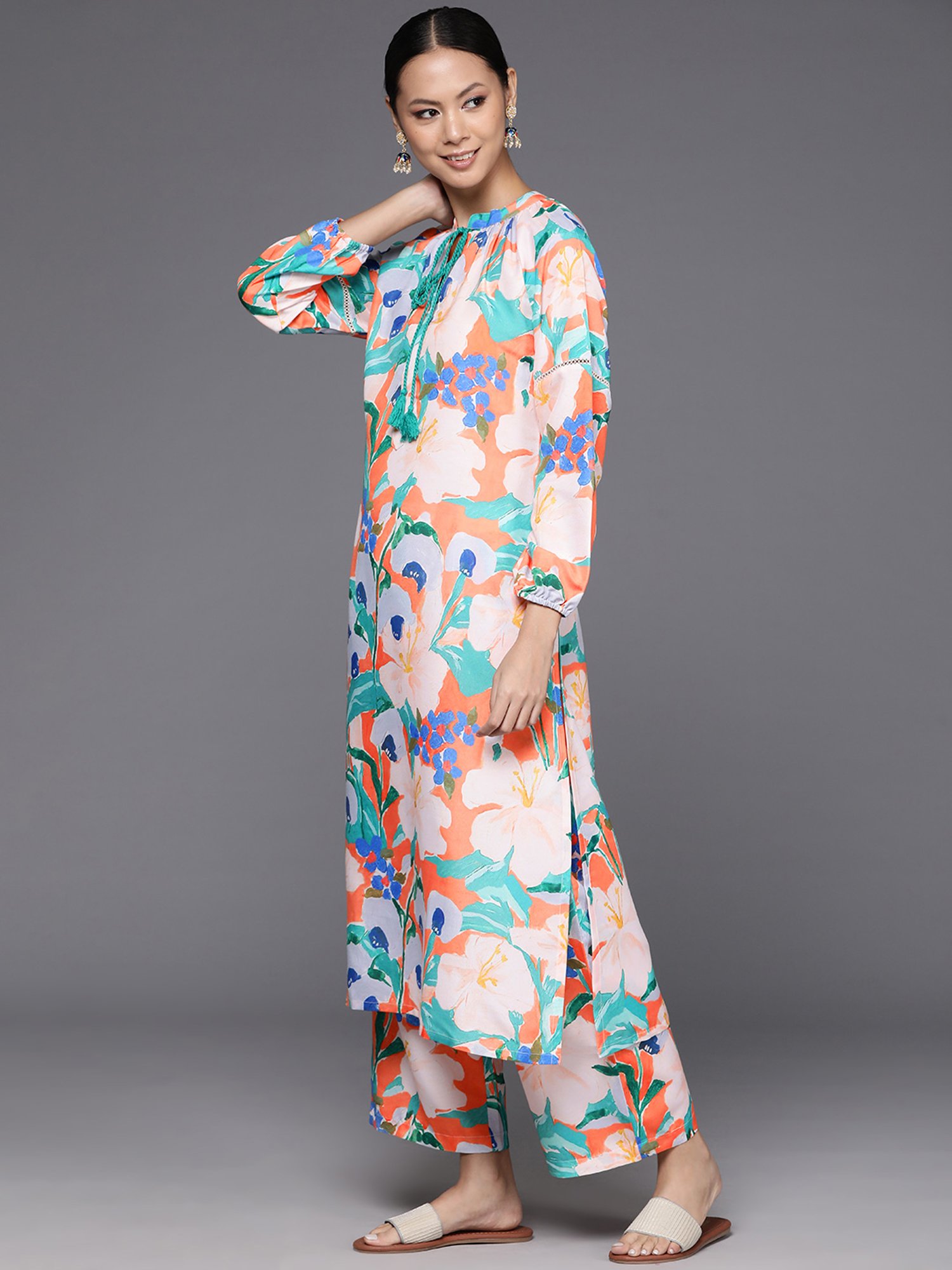 Varanga Multicolored Cotton Printed Kurta Palazzo Set