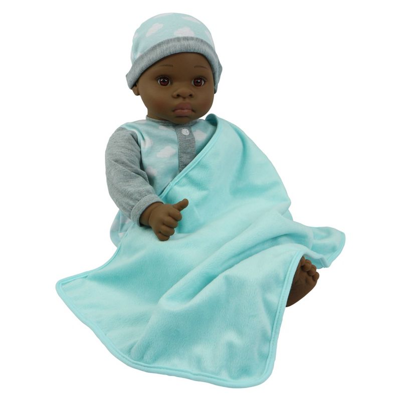 18" Sweet and Happy Baby with Blanket - Blue Cloud Pajamas