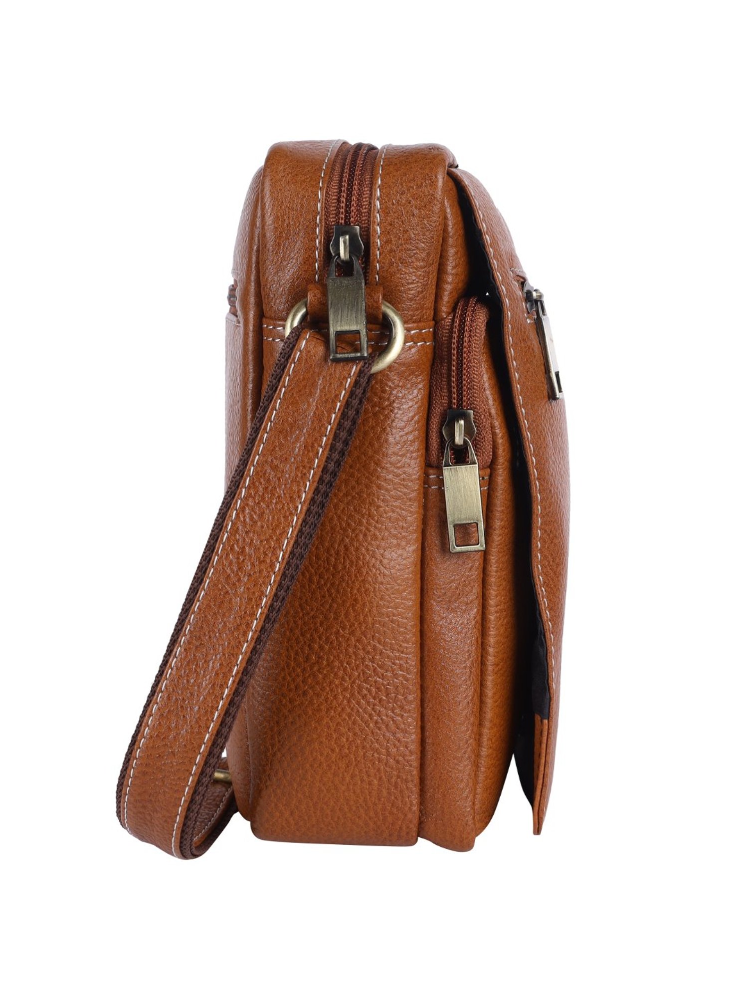 HiLEDER Pure Genuine Leather Messenger Shoulder Sling Cross Body Office Bag for Men and Women, Tan