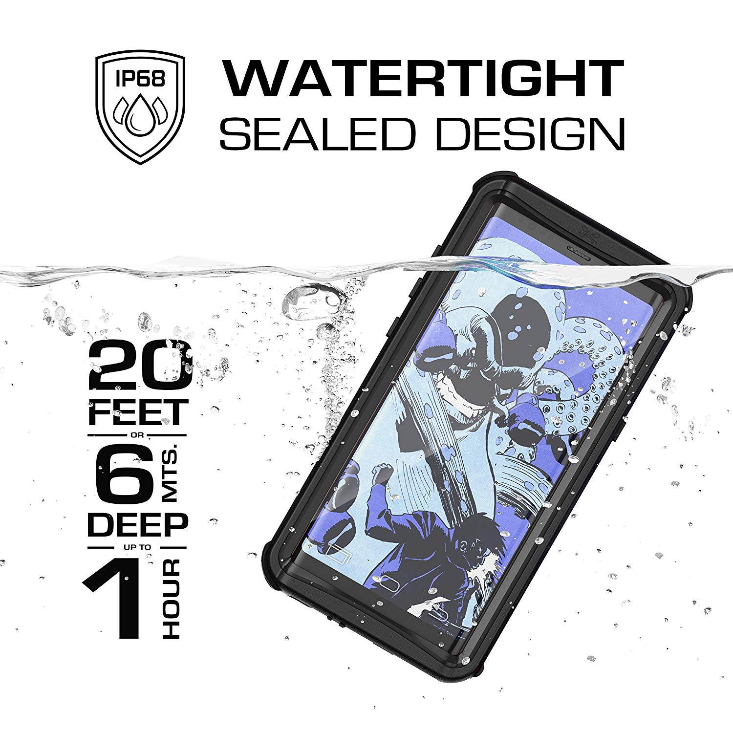 Ghostek Nautical Galaxy S9 Plus Waterproof Case with Screen Protector Slim Extreme Heavy Duty Protection Tough Shockproof Full Body Underwater Watertight Seal for 2018 Galaxy S9+ (6.2 Inch) - (Black)