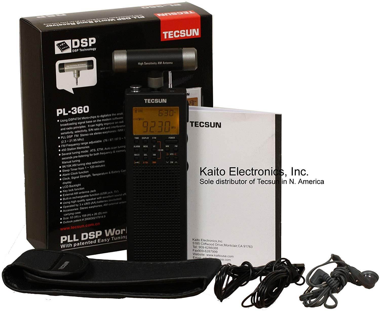 Tecsun PL-360 Digital PLL Portable AM/FM Shortwave Radio with DSP, Black