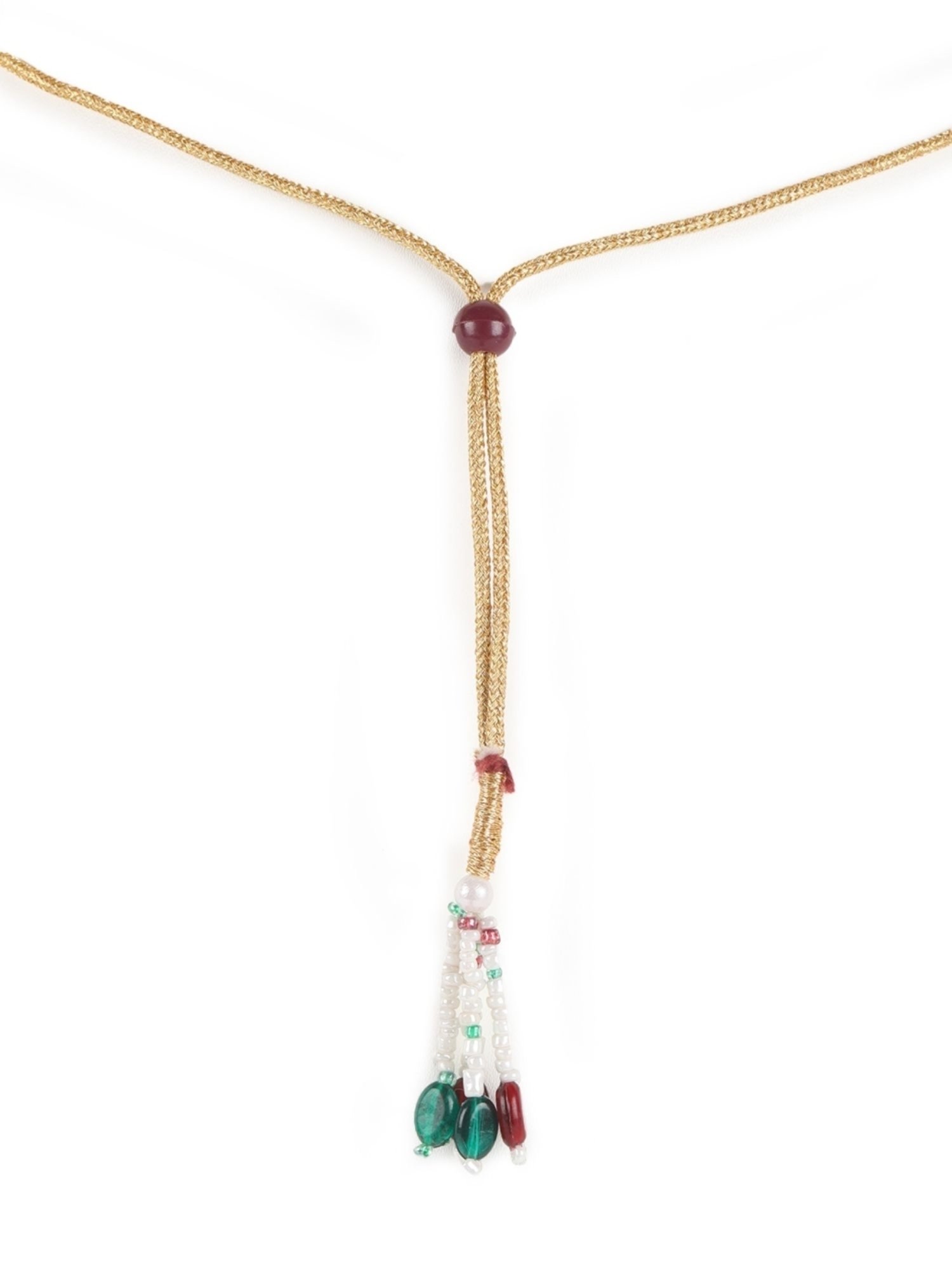 Aatmana Gold-Plated & Green Stone Studded Handcrafted Necklace Set