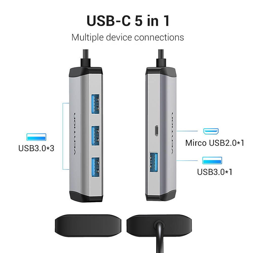 Vention TGCHB USB-C HUB Type-C to 4* USB 3.0 + Micro USB 2.0 Laptop PC USB 3.0 HUB Adapter Converter Splitter