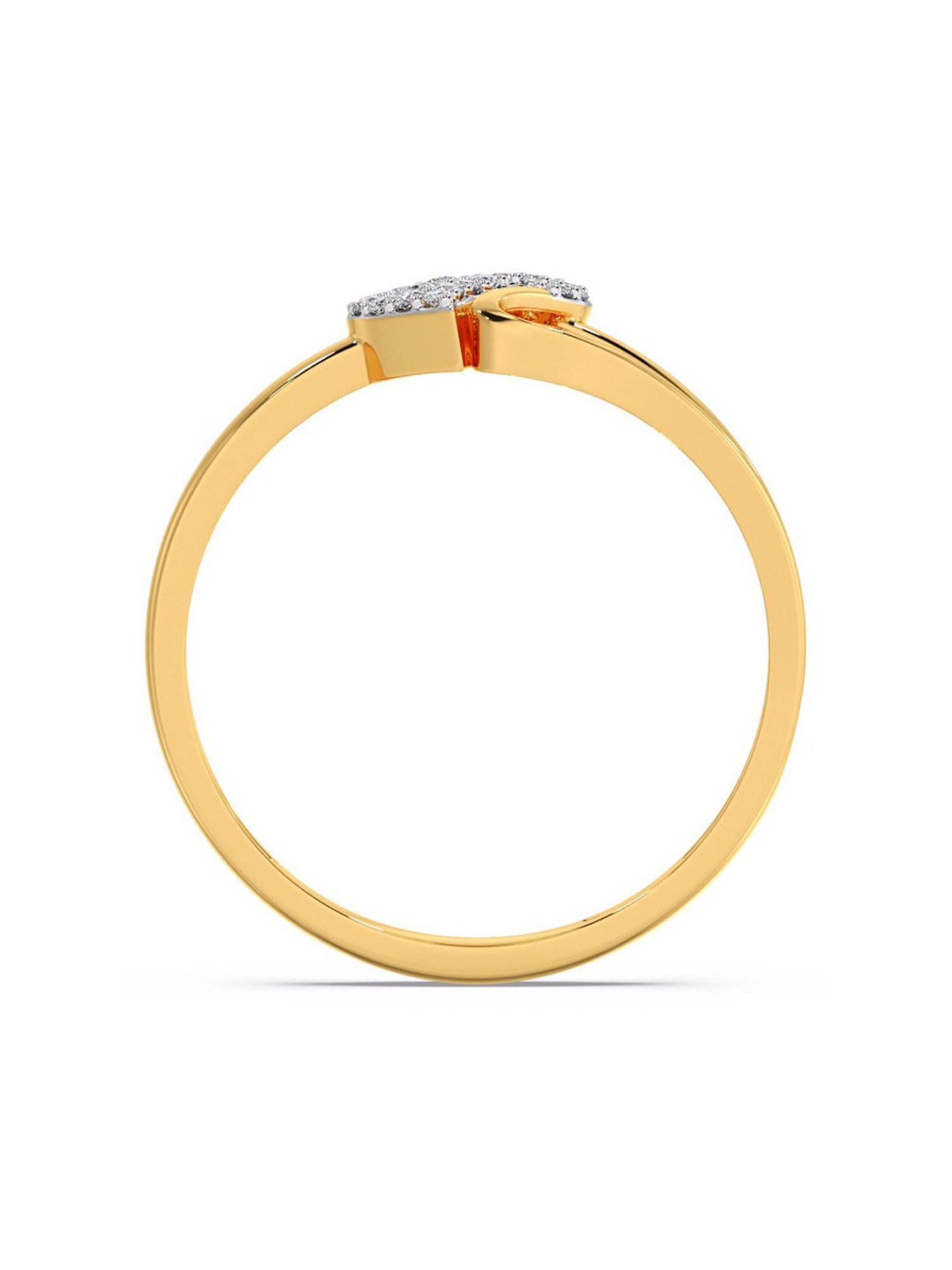 Candere by Kalyan Jewellers 14K Yellow Gold Swan Heart Diamond Ring for Women