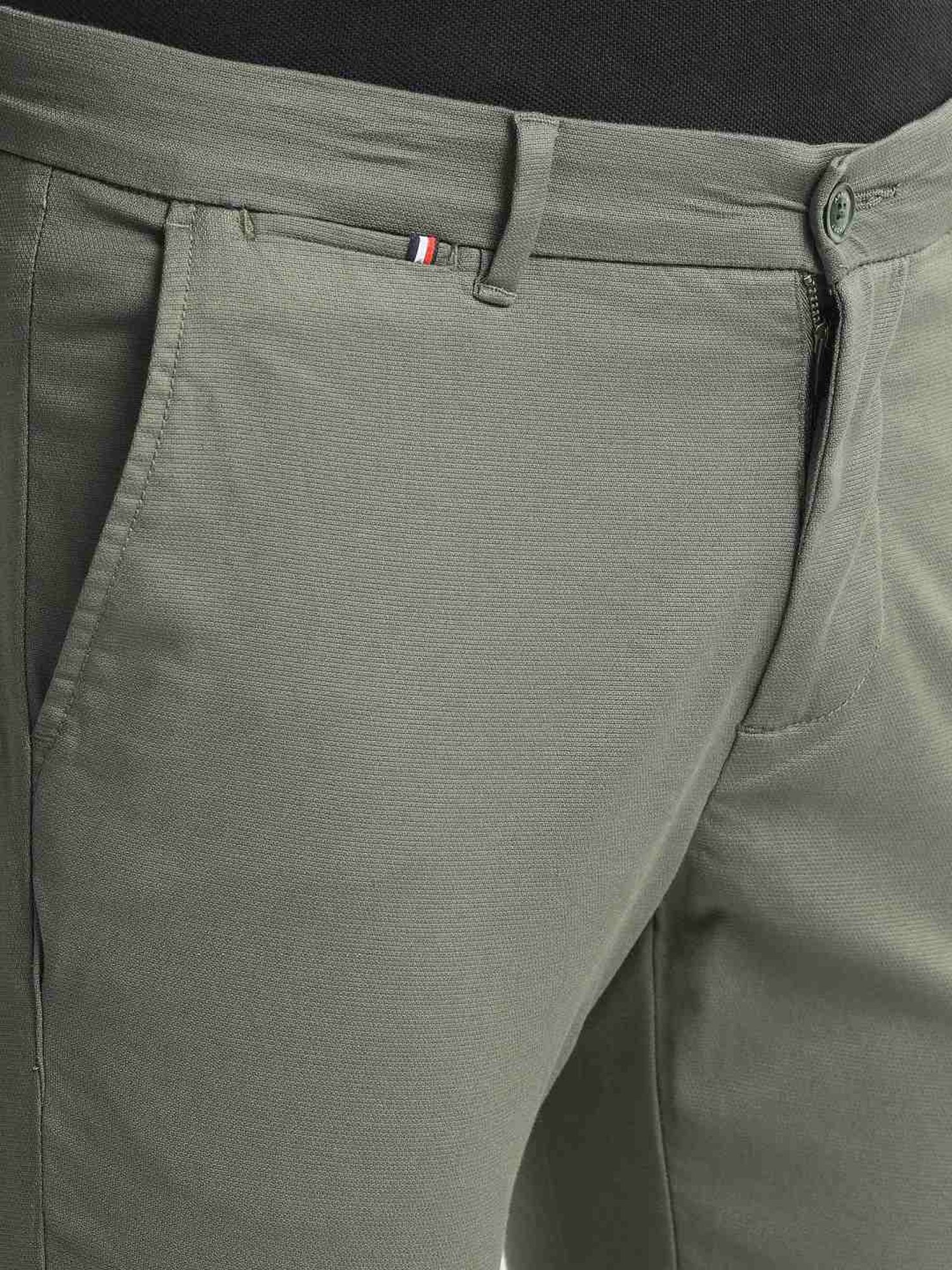 Arrow Sports Green Cotton Slim Fit Chinos