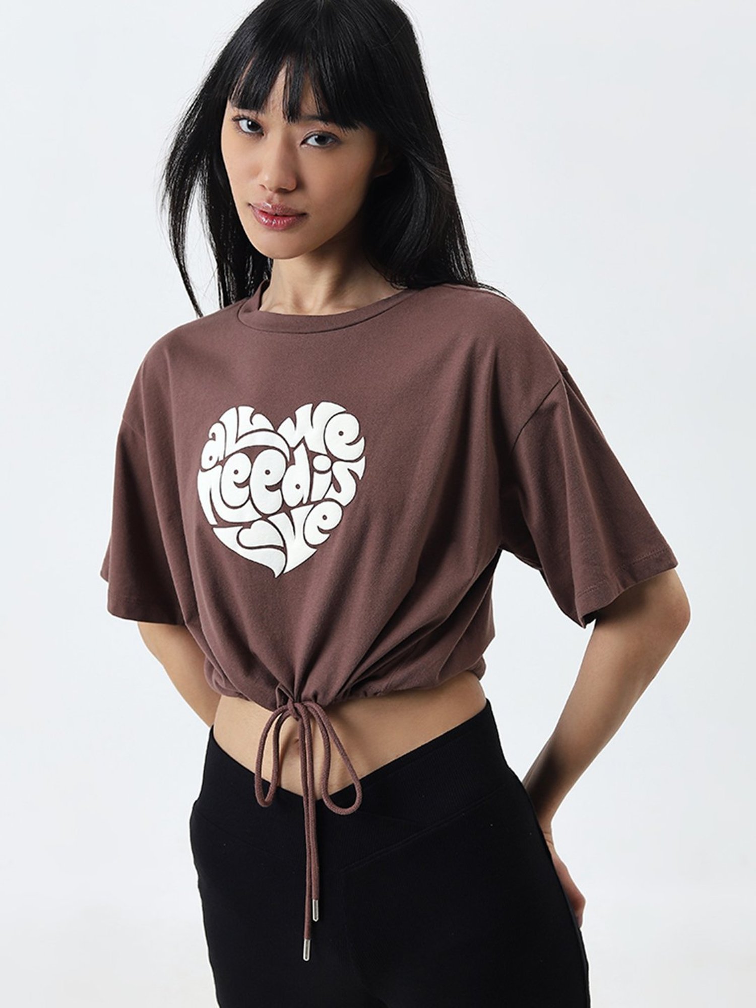 Superstar by Westside Brown Text Printed Cotton T-Shirt