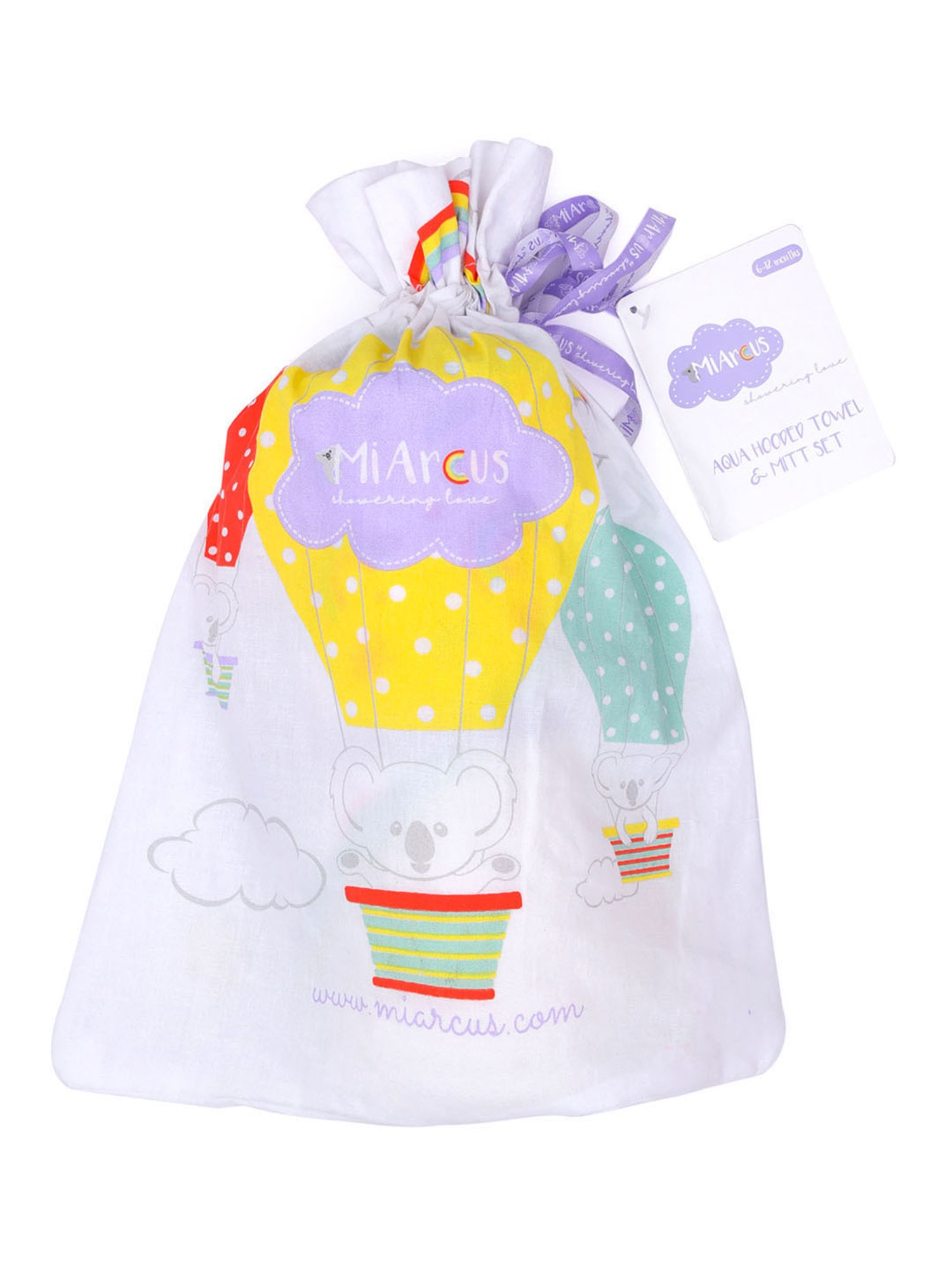 MiArcus Arcus White & Green Cotton 320 GSM Hooded Towel - Set of 1 (6-18 Month)