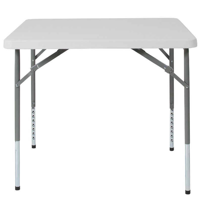Flash Furniture 2.79-Foot Square Height Adjustable Granite White Plastic Folding Table