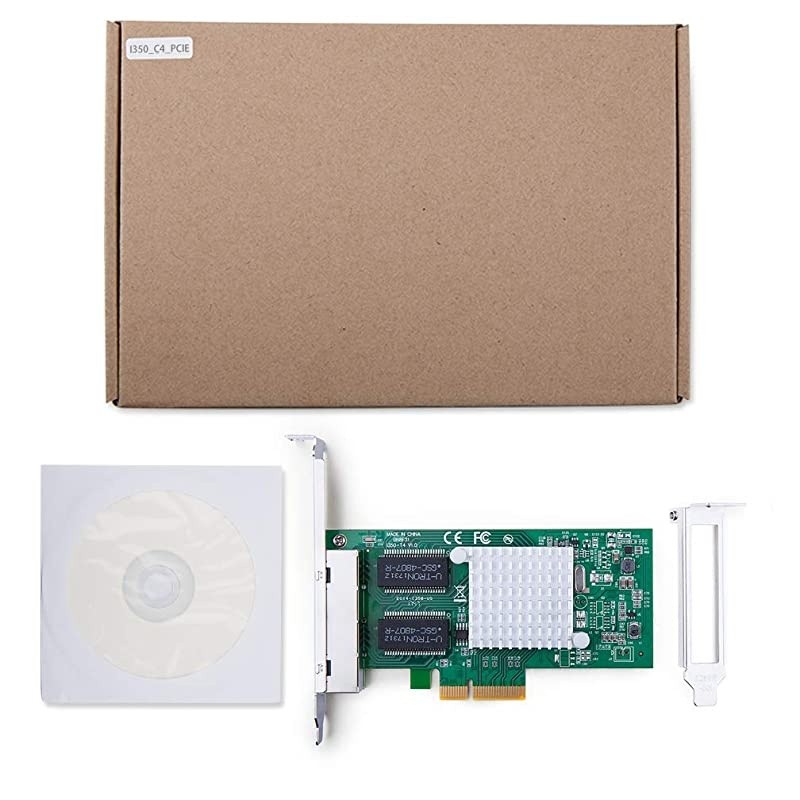 Gigabit Ethernet Converged Network Adapter NIC with Intel 350 Chip Quad Copper RJ45 Ports PCI Express 21 X4 Compare to Intel I350T4