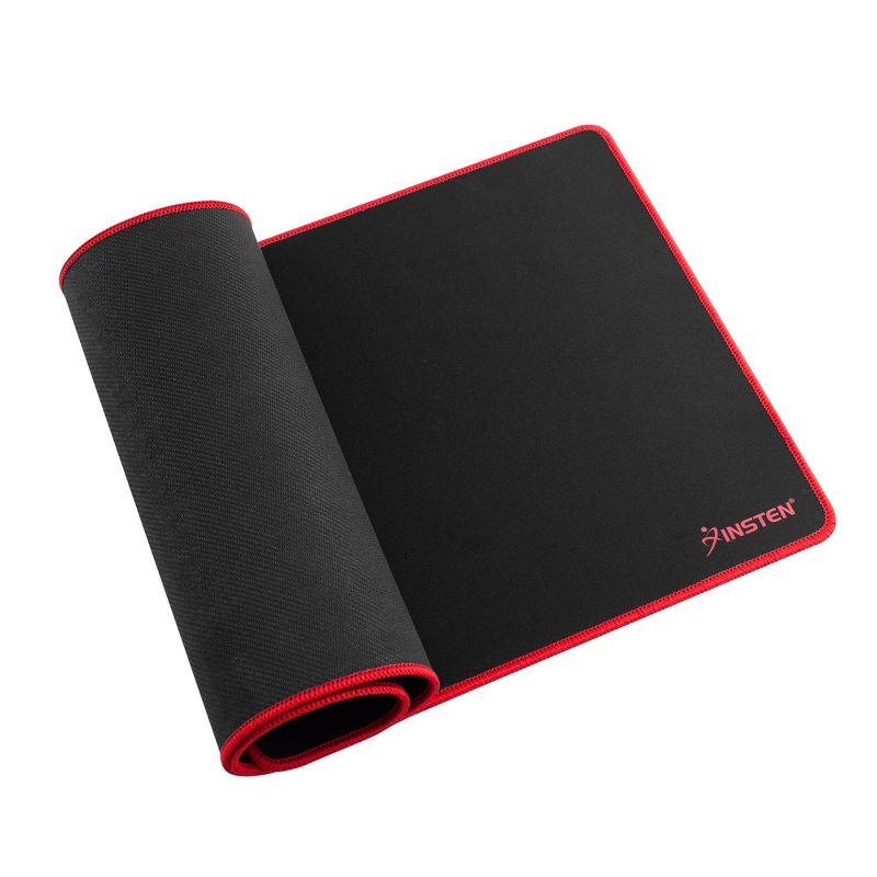 Insten Extended Mouse Pad Long Mat w/Low Friction Surface & Non-Slip Base for Mouse Keyboard Game Universal Black/Red