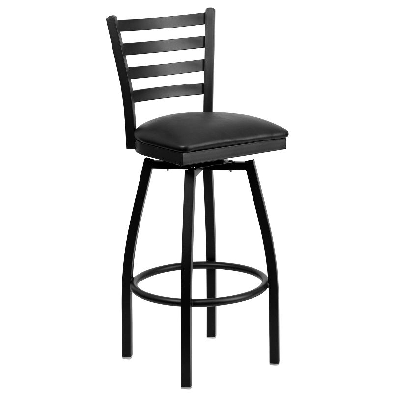 Wooden Barstool with Padded Seat and Open Backrest Blue/Brown - Benzara