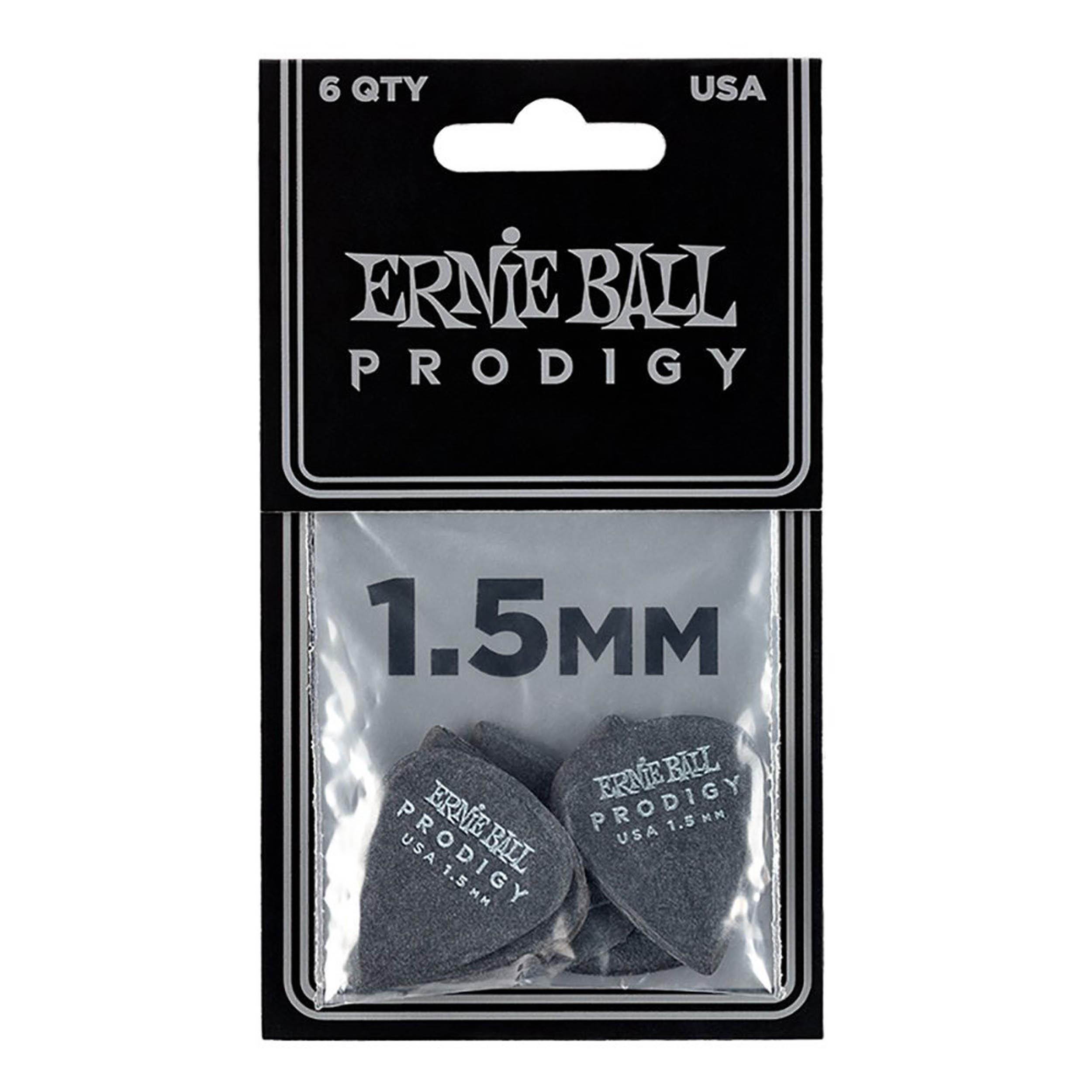 Ernie Ball 9199 Prodigy Picks, Matte Black, 6 Pack, 1.5mm