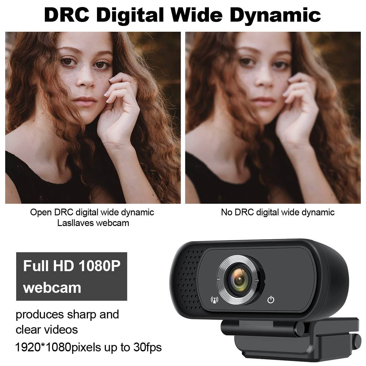 HD Webcam 1080P,Live Streaming Webcam USB Plug and Play Web Camera for PC Laptop Desktop,90-degree Wide Angle Webcam with Microphone for Video Conference Recording Gaming Skype XBox One OBS