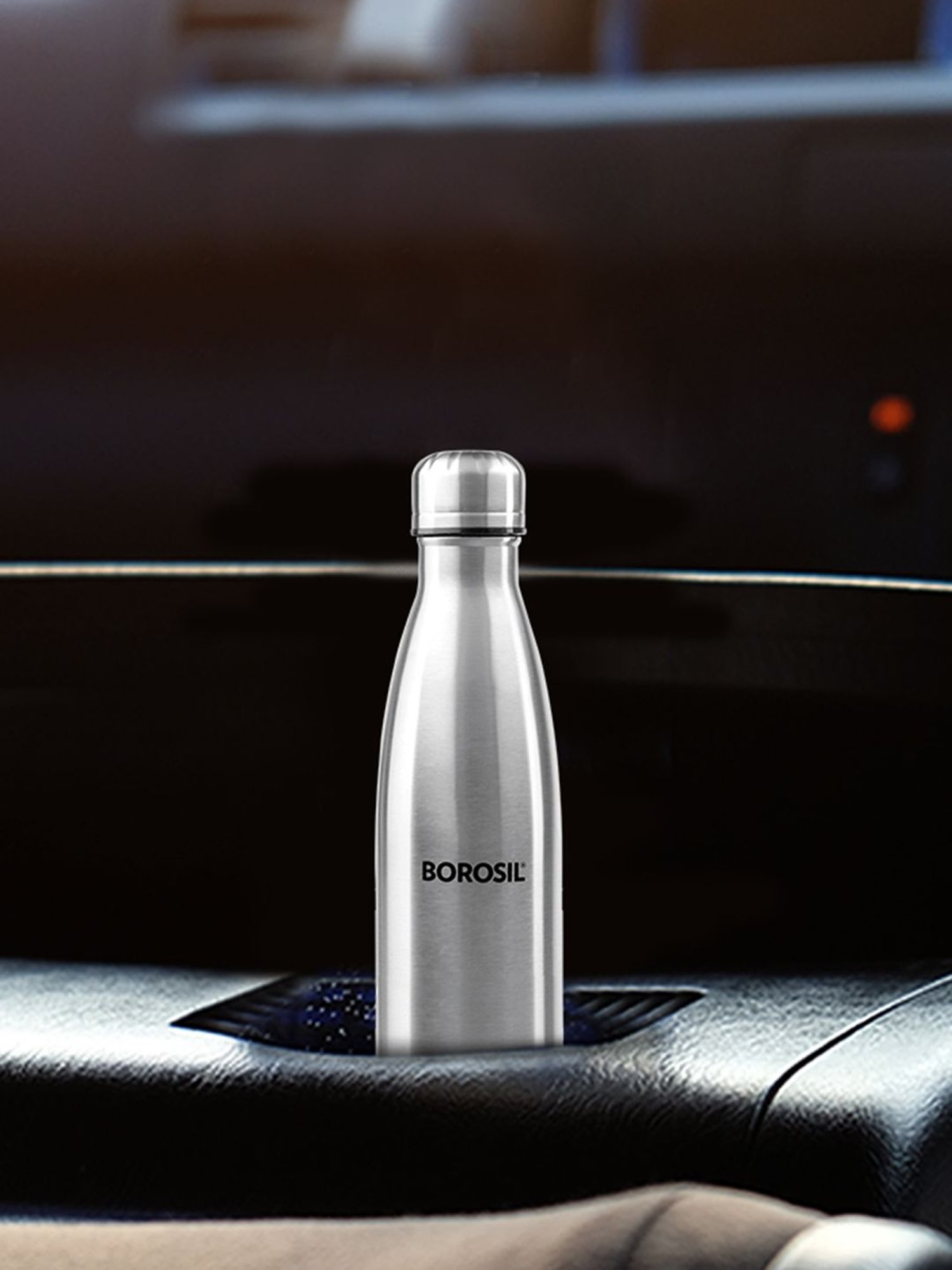 Borosil Silver Stainless Steel Hydra Bolt Vacuum Insulated Flask Water Bottle - 350 ml