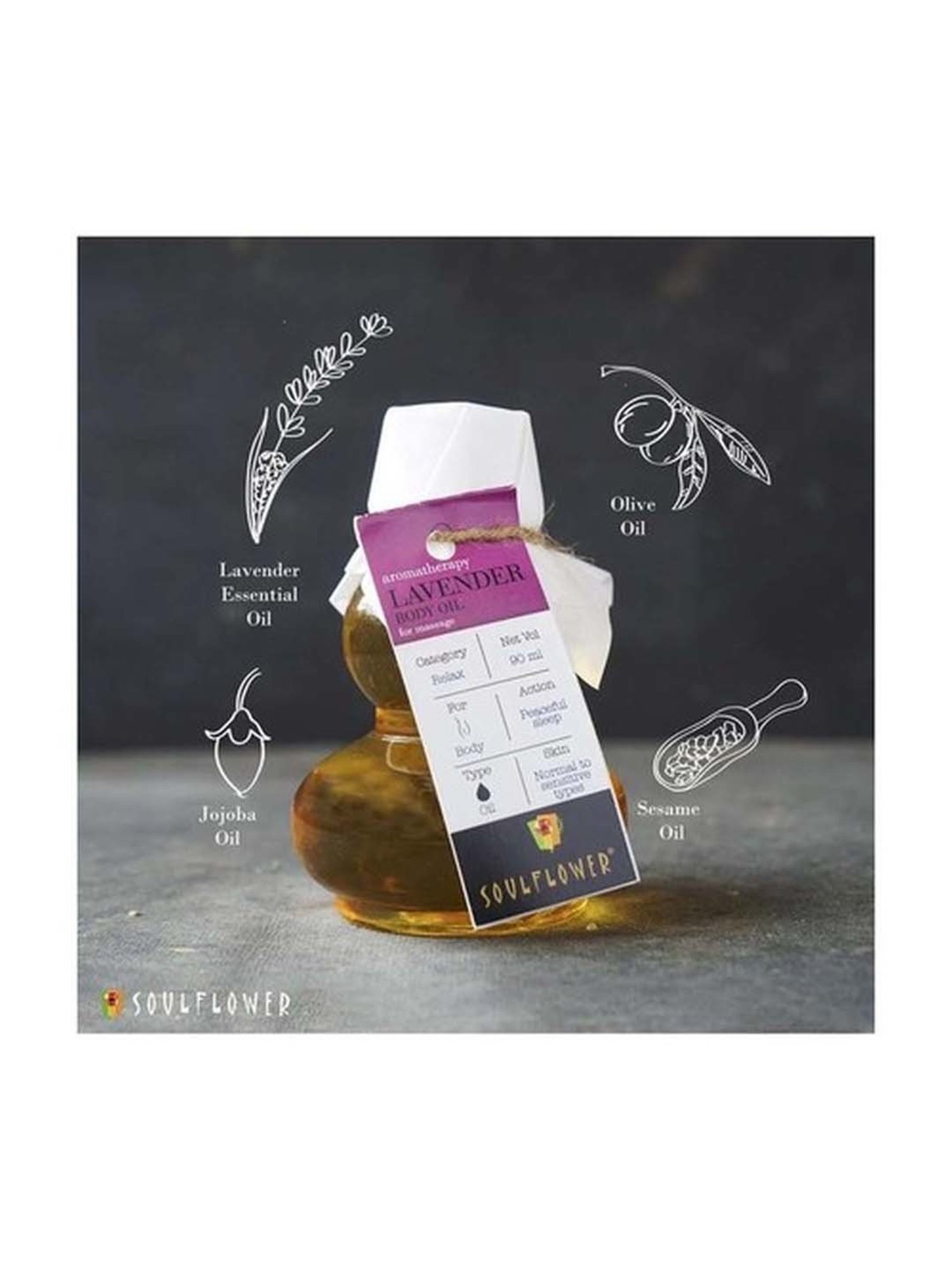 Soulflower Lavender Aroma Massage Oil - 90 ml