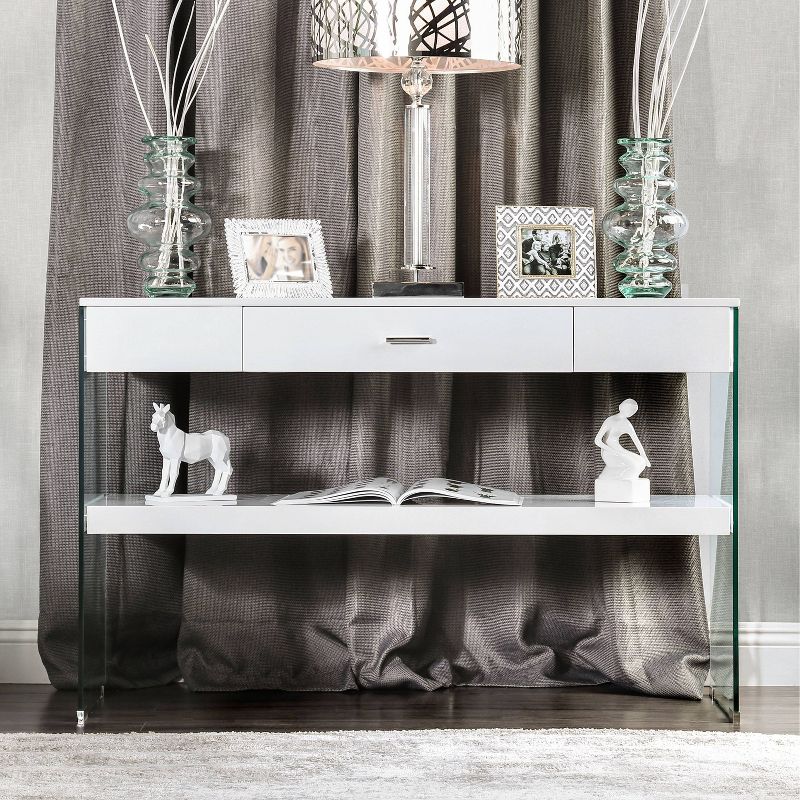 Romna Tempered Glass Sofa Table White - miBasics