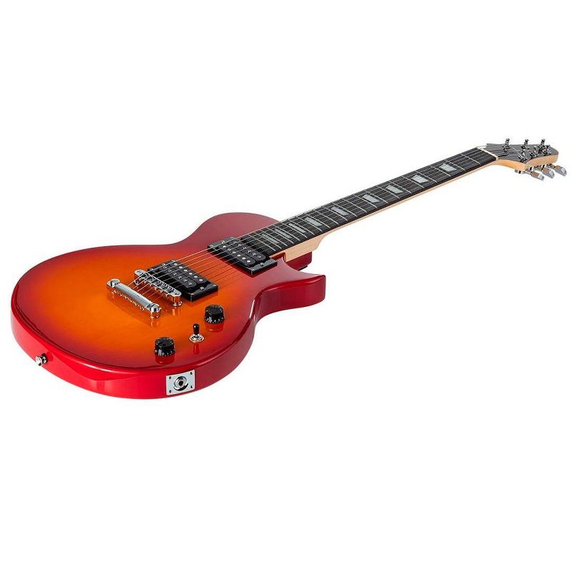 Monoprice 66 Classic V2 Cherry Electric Guitar with Gig Bag, Right, 6 Strings, Poplar Body, HH Pickups - Indio Series