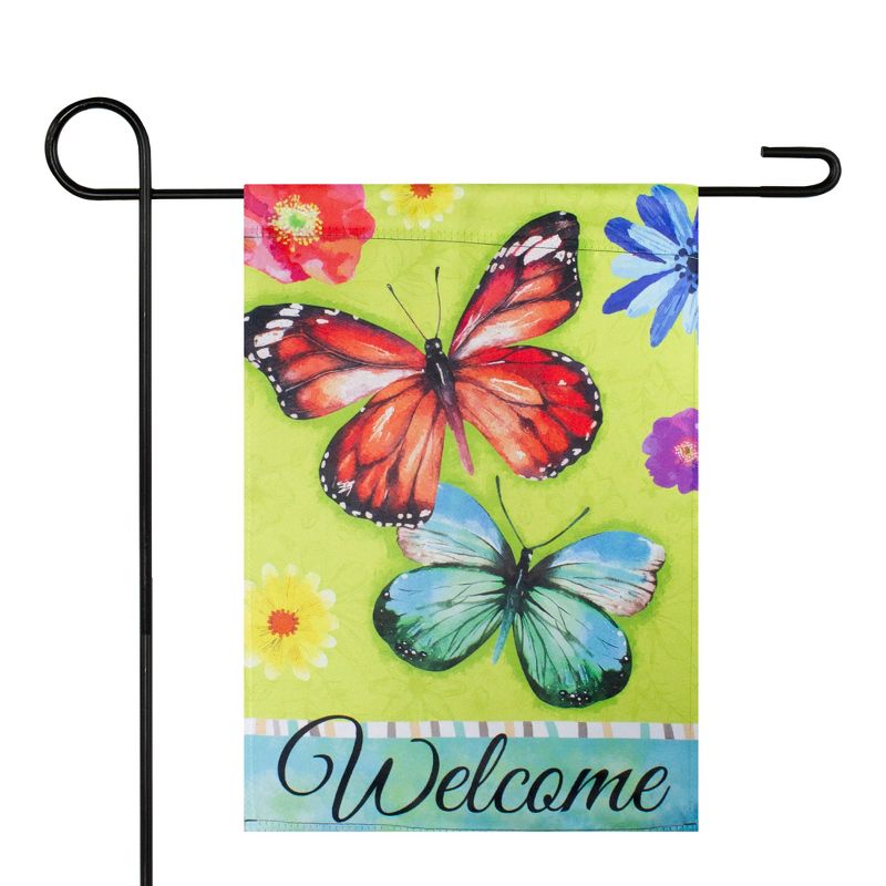 Northlight Welcome Butterflies Green Outdoor Garden Flag 12.5" x 18"
